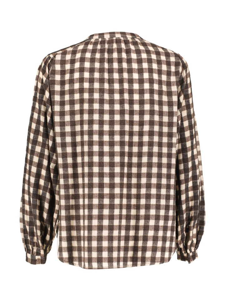 Bruine geruite blouse met lange mouwen O'mer