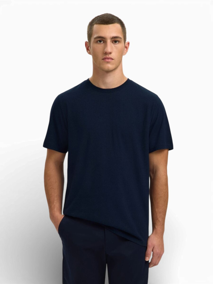 Donkerblauwe T-shirt Slhadam Selected