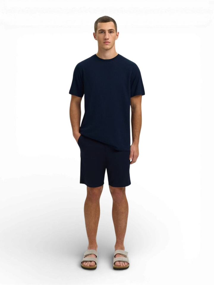 Donkerblauwe T-shirt Slhadam Selected