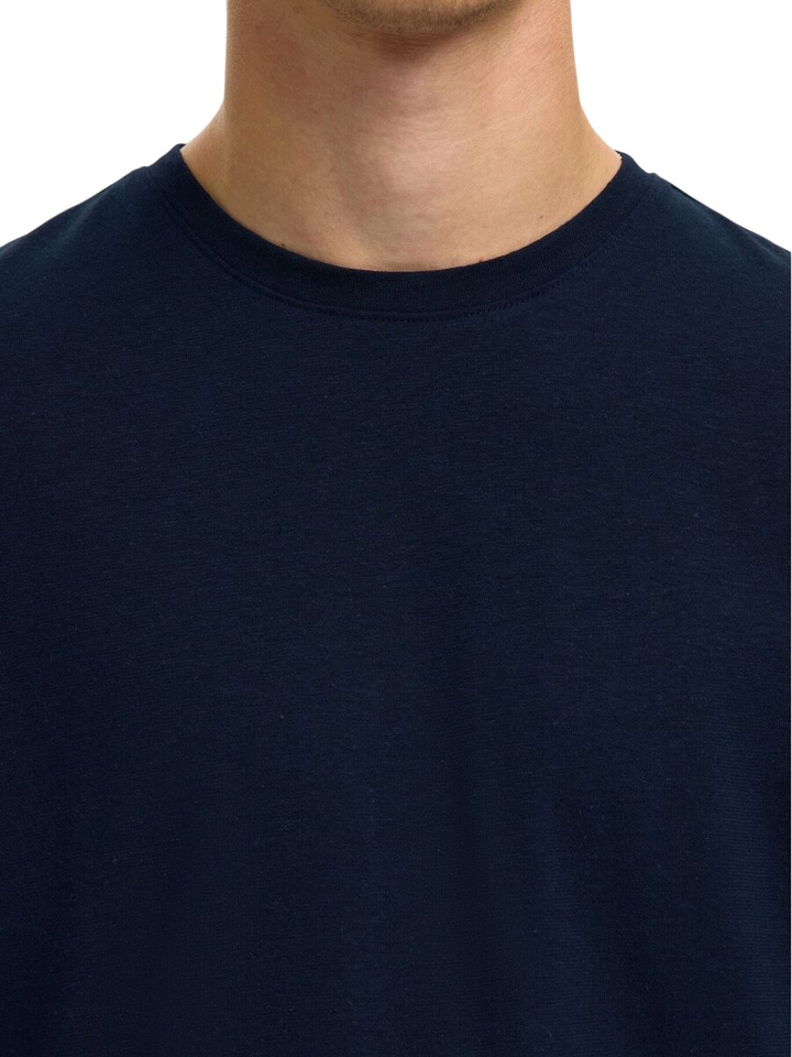 Donkerblauwe T-shirt Slhadam Selected