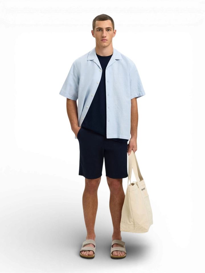 Donkerblauwe T-shirt Slhadam Selected