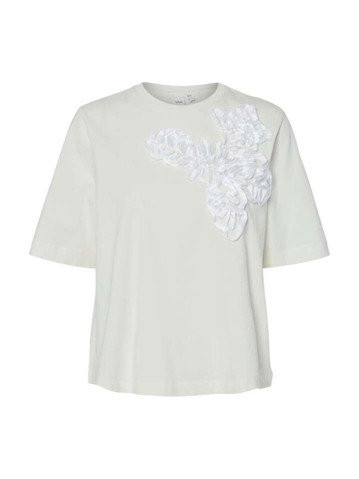 Witte T-shirt met sierlijk detail Yasvisely Y.A.S. 