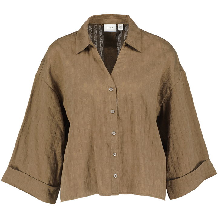 Bruine blouse met knoopsluiting Viavelina Vila