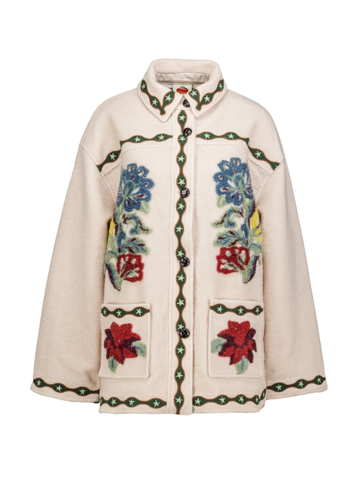 Beige jas met sierlijke details Farm Rio 