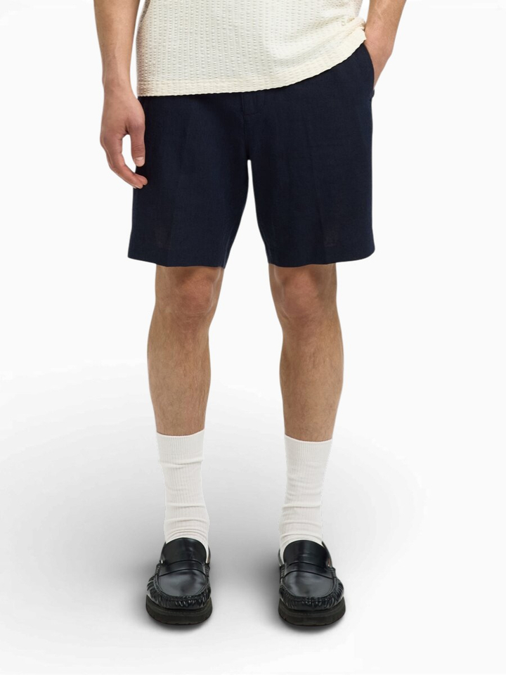 Donkerblauwe linnen short Selected 