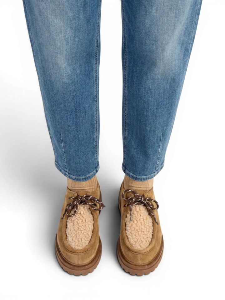 Camel lage schoen met blokhak Elias Catwalk