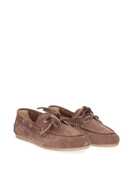 Brushed suede cocoa brown boatloafer Posa