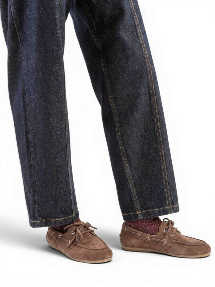 Brushed suede cocoa brown boatloafer Posa