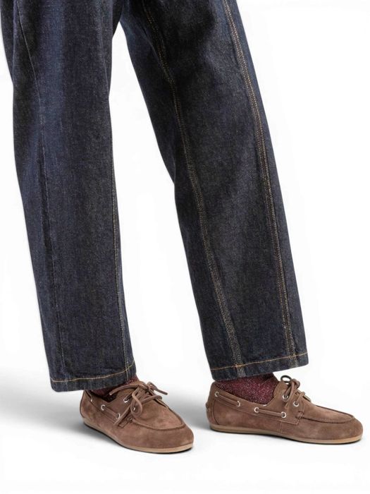 Brushed suede cocoa brown boatloafer Posa