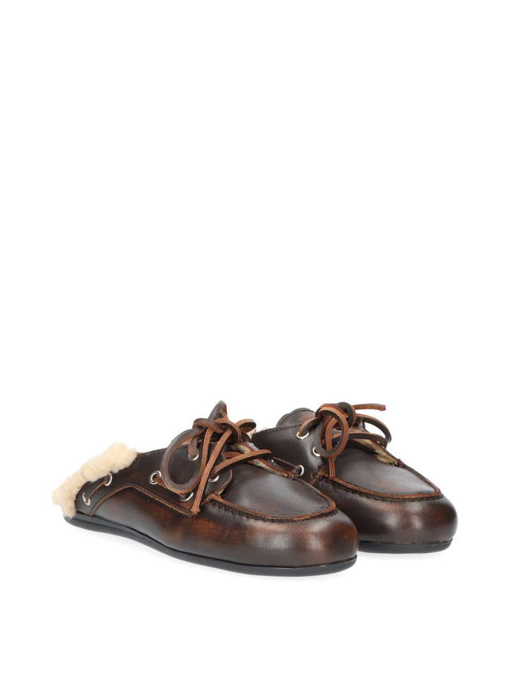 Brushed leather coffee moccasins Posa