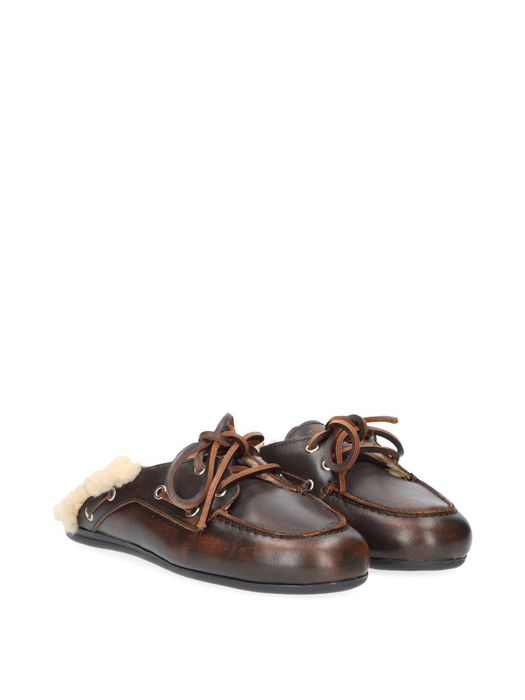 Brushed leather coffee moccasins Posa