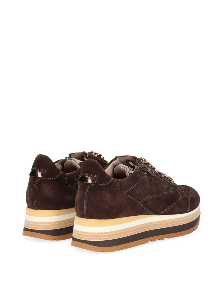 Donkerbruine lage sneakers met rits en veters DL Sport