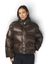 Chocoladebruine oversized donsjas met hoge opstaande kraag Neo Noir