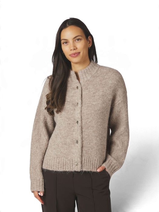 Beige cardigan met gouden knopen Taura Neo Noir