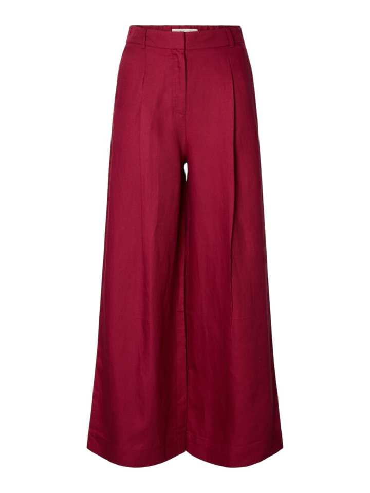 Roze wijde broek met bandplooi Selected