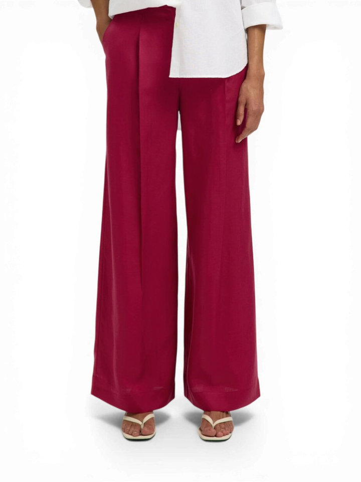 Roze wijde broek met bandplooi Selected