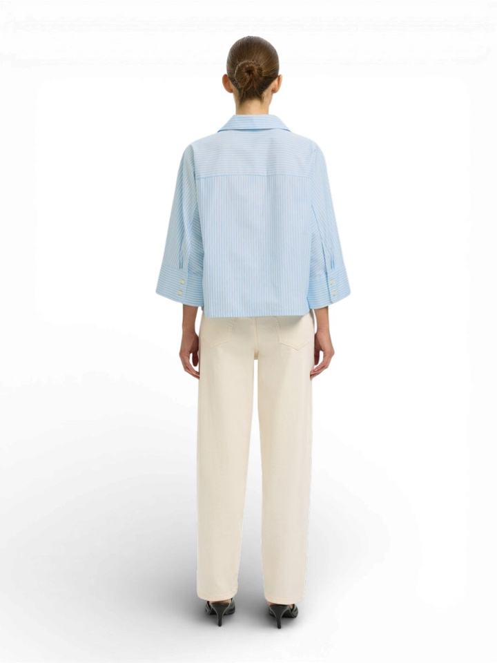 Lichtblauwe gestreepte blouse Slfester over Selected