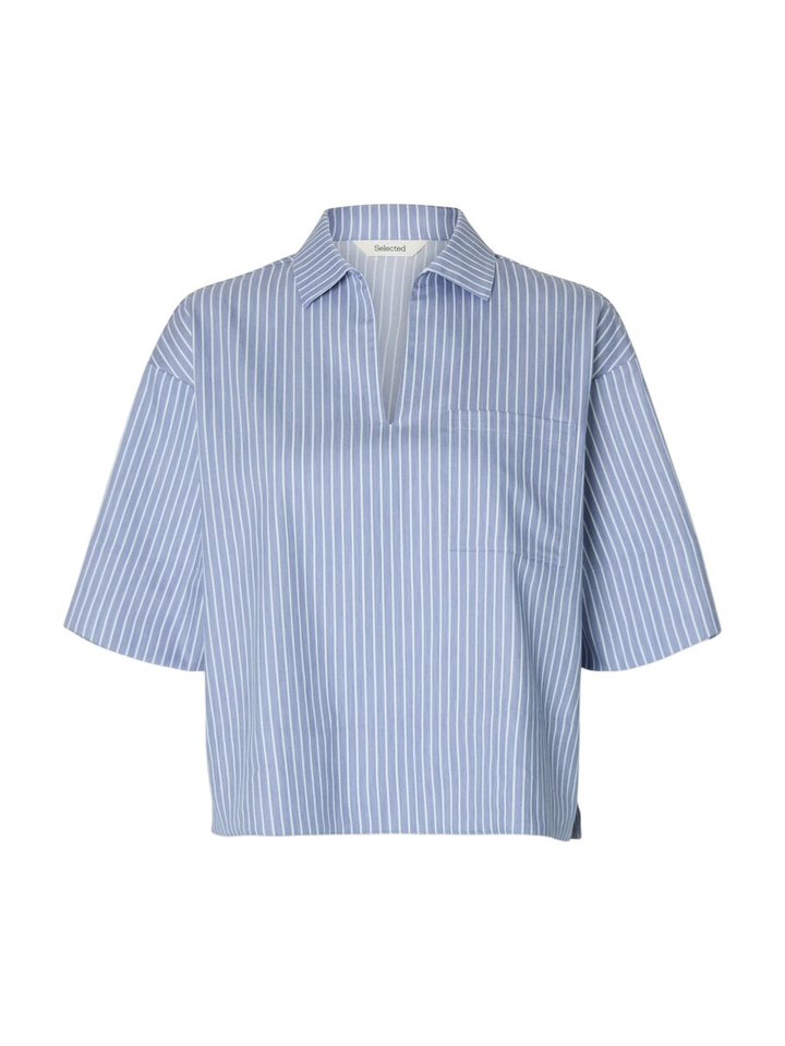 Gestreepte lichtblauwe blouse Selected