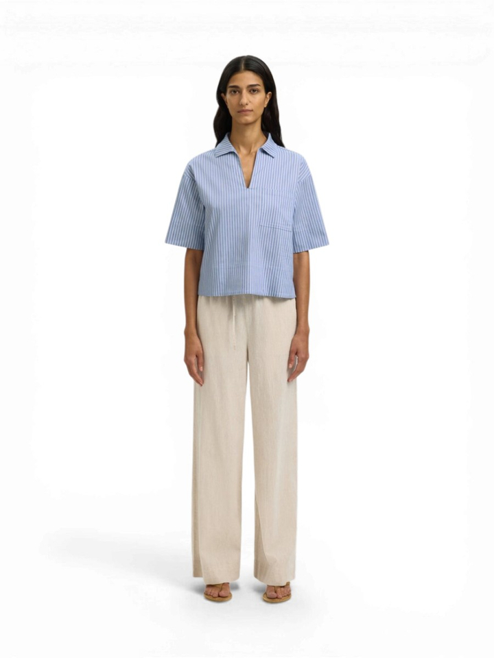 Gestreepte lichtblauwe blouse Selected