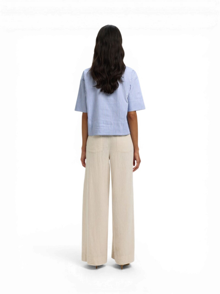 Gestreepte lichtblauwe blouse Selected