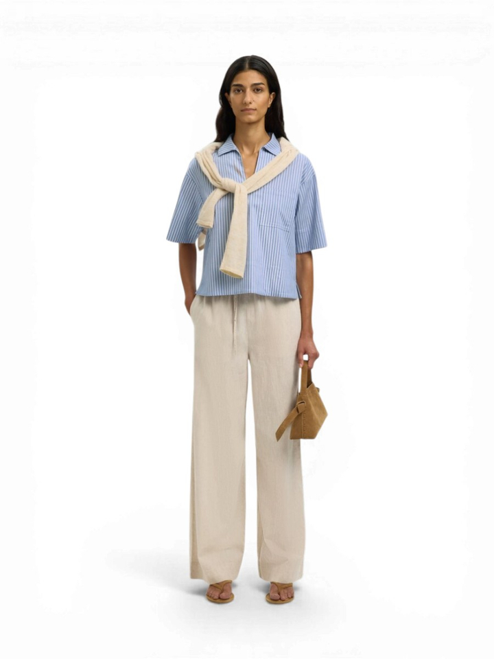 Gestreepte lichtblauwe blouse Selected