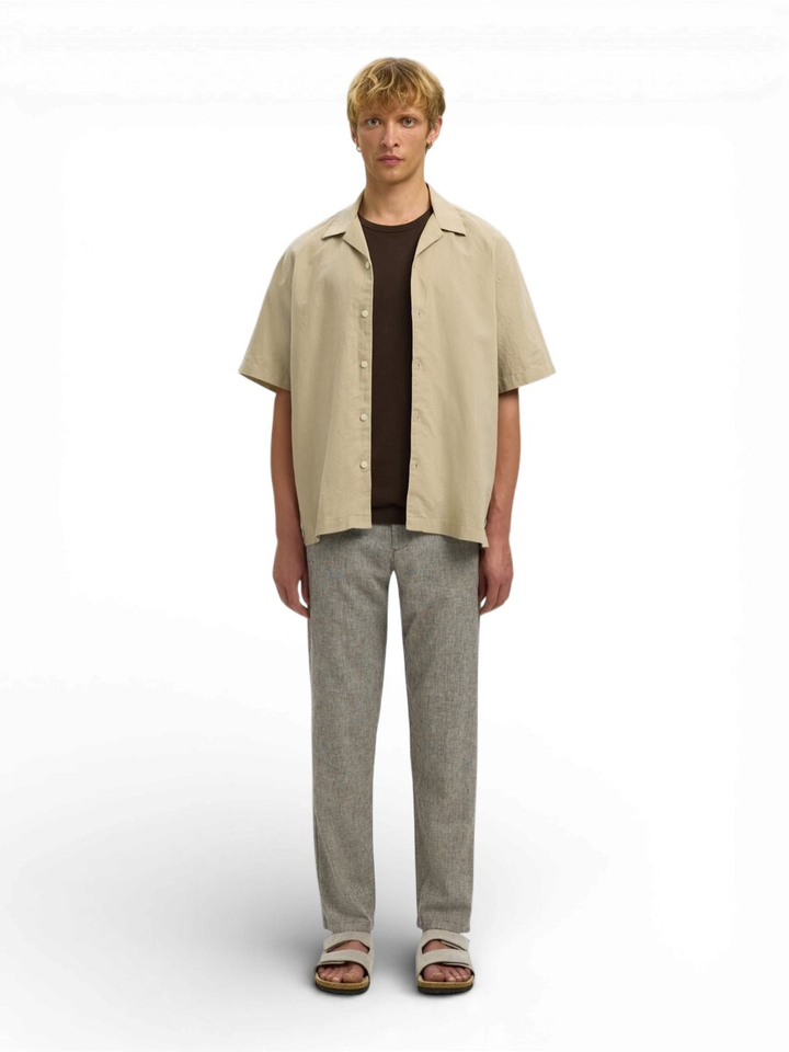 Bruine geklede broek Slimta Selected