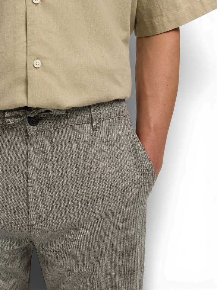 Bruine geklede broek Slimta Selected