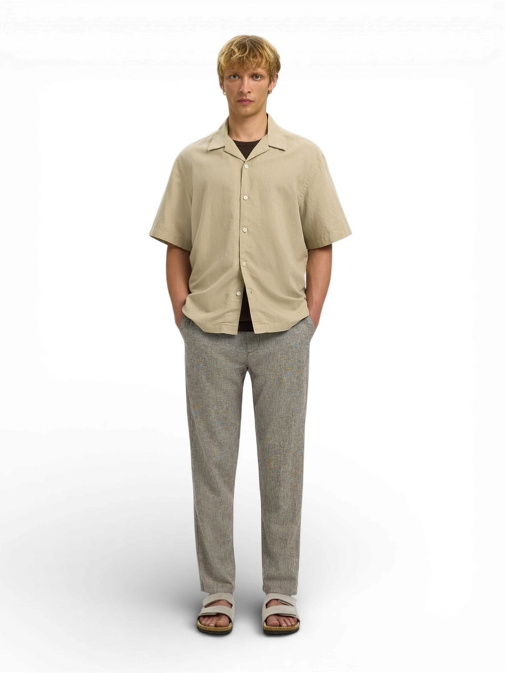 Bruine geklede broek Slimta Selected