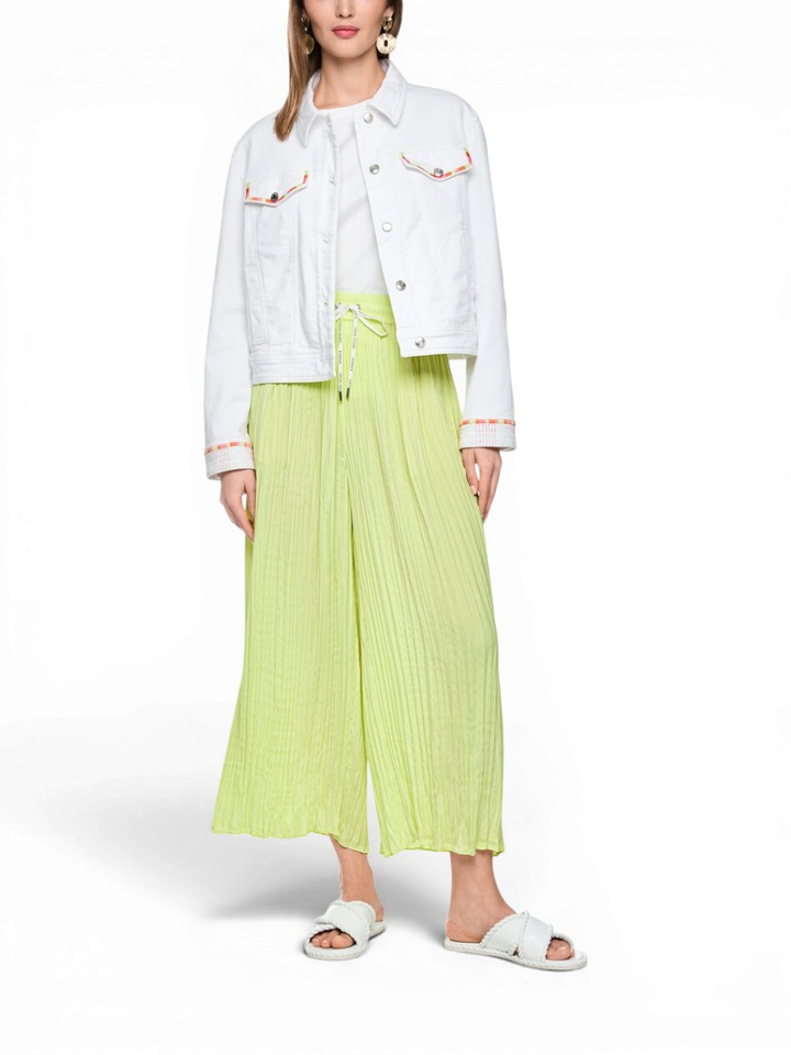 Gele soepelvallende broek met plooi en elastiek Marccain Sport 