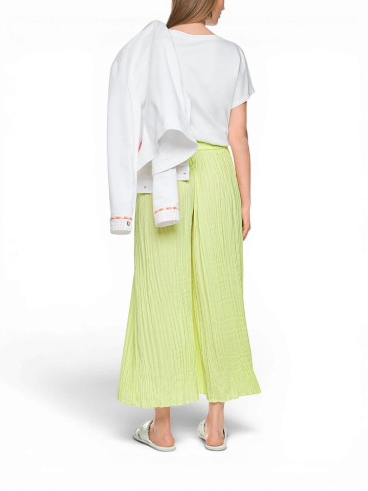 Gele soepelvallende broek met plooi en elastiek Marccain Sport 