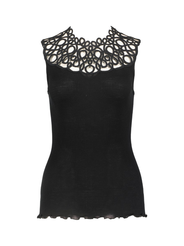 Zwarte t-shirt met halsdetail Oscalito