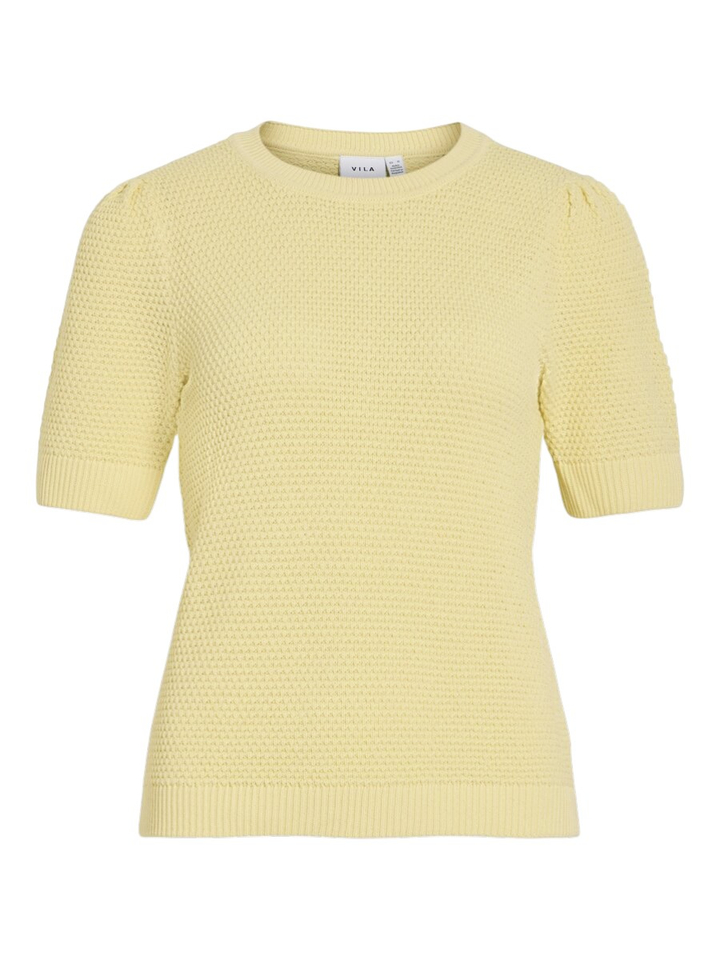 Gele gebreide t-shirt met korte mouwen Vila
