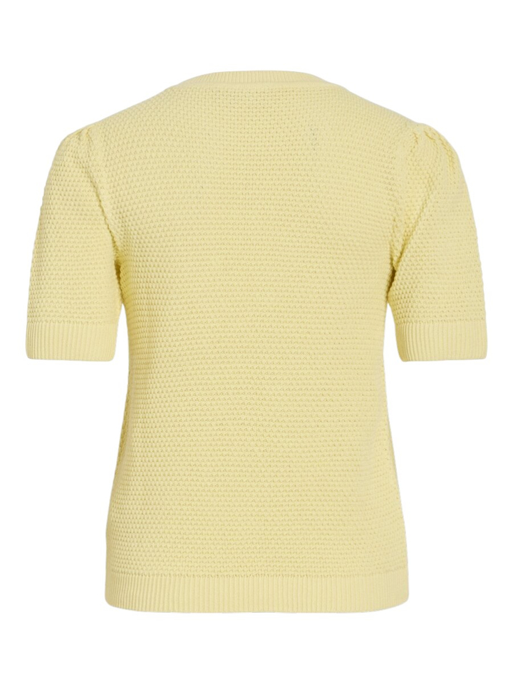 Gele gebreide t-shirt met korte mouwen Vila