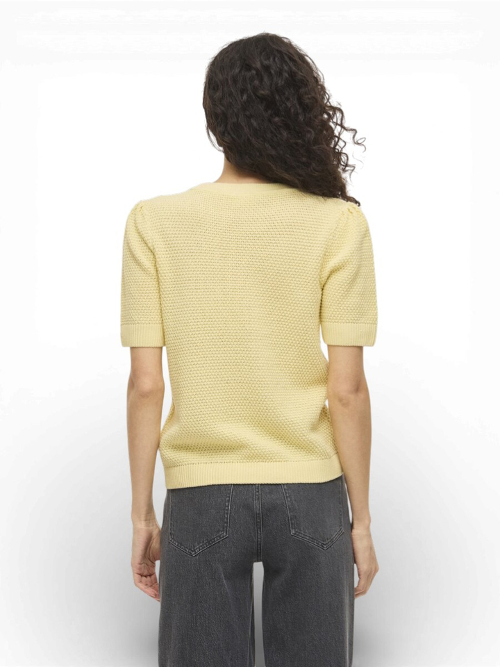 Gele gebreide t-shirt met korte mouwen Vila