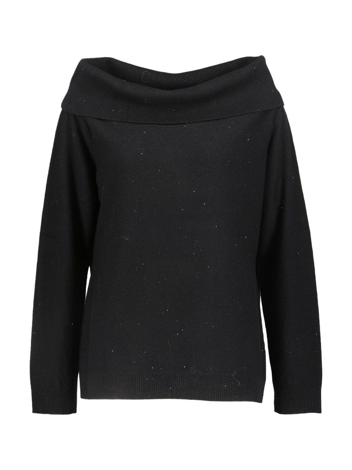 Zwarte off shoulder trui met glitterdetail Refolo Persona
