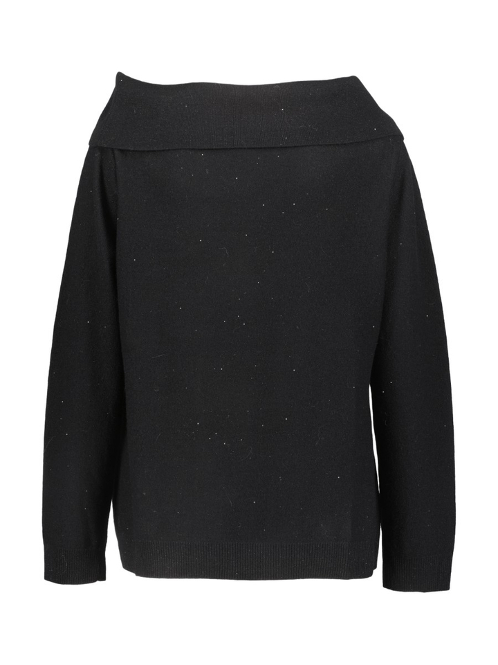 Zwarte off shoulder trui met glitterdetail Refolo Persona