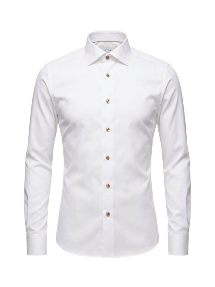 Signature Twill katoenen hemd (slim fit) met lange mouwen Eton