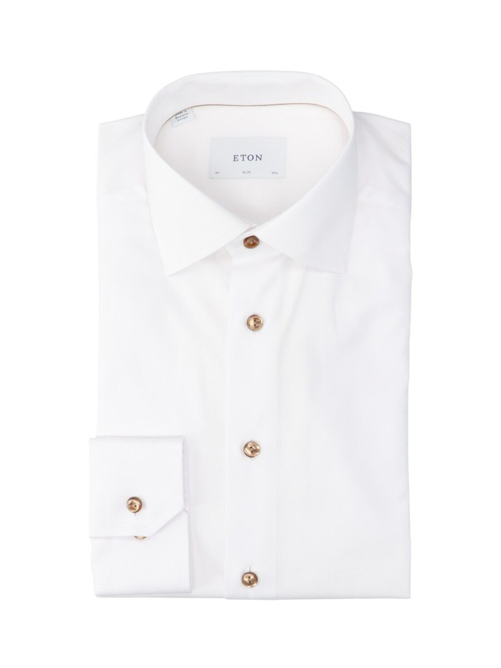 Signature Twill katoenen hemd (slim fit) met lange mouwen Eton