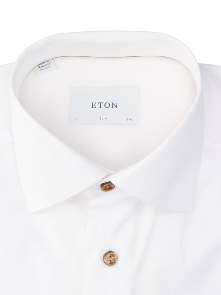 Signature Twill katoenen hemd (slim fit) met lange mouwen Eton