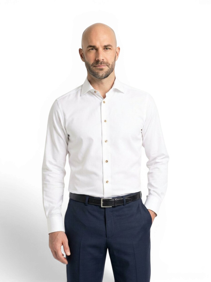 Signature Twill katoenen hemd (slim fit) met lange mouwen Eton