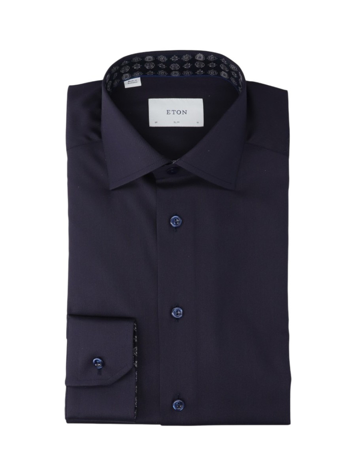 Donkerblauwe hemd (slim fit) met lange mouwen Eton 