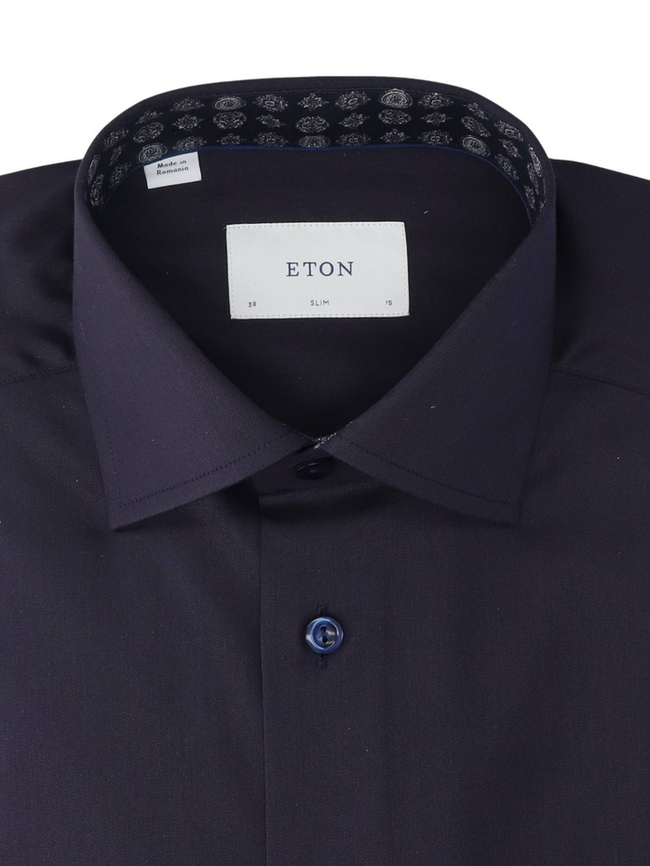 Donkerblauwe hemd (slim fit) met lange mouwen Eton 