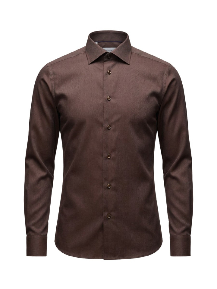 Herringbone katoenen hemd (slim fit) met lange mouwen Eton