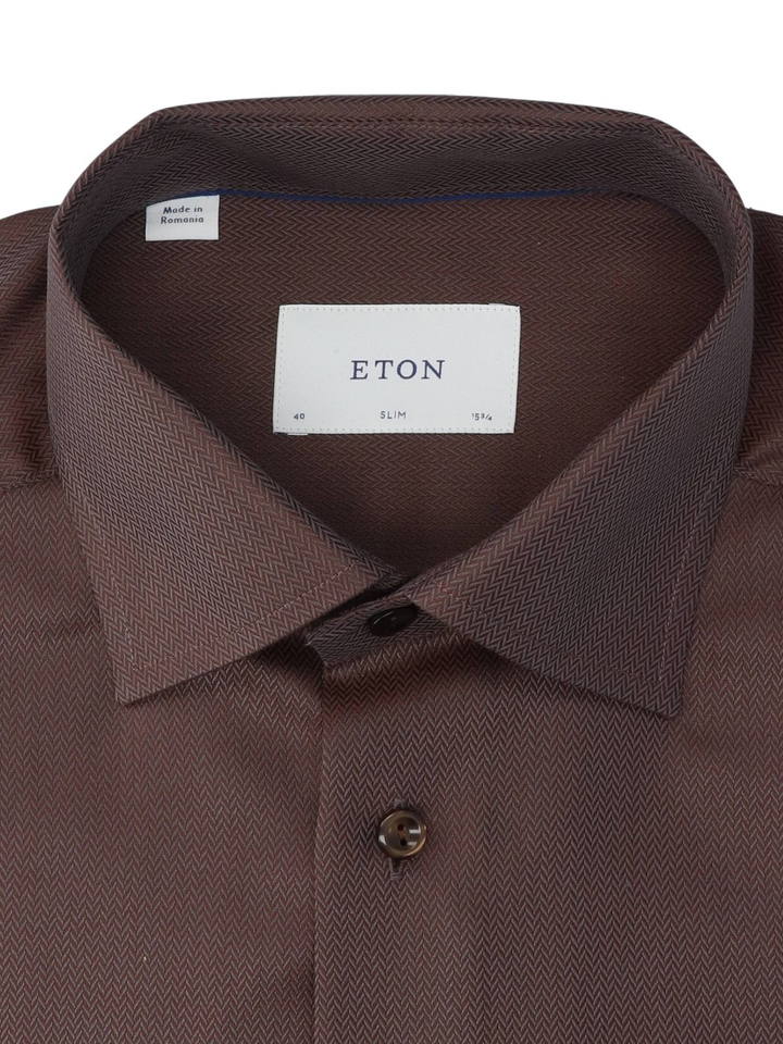 Herringbone katoenen hemd (slim fit) met lange mouwen Eton