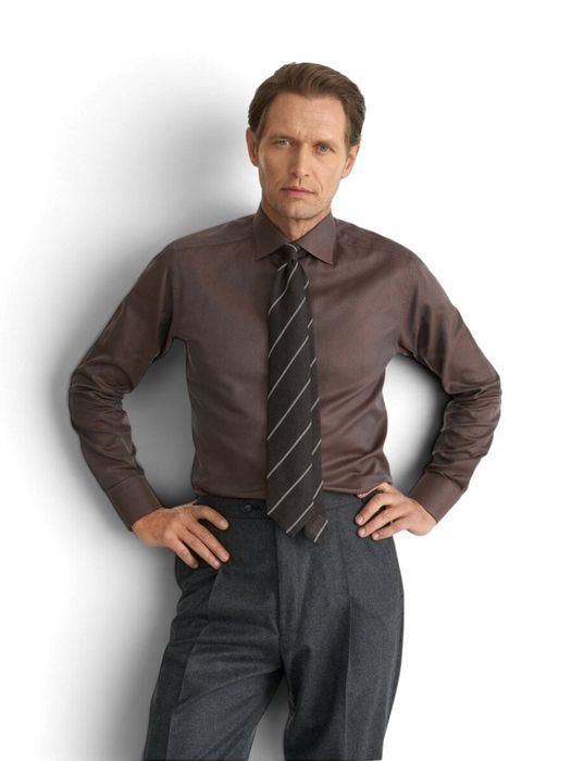 Herringbone katoenen hemd (slim fit) met lange mouwen Eton