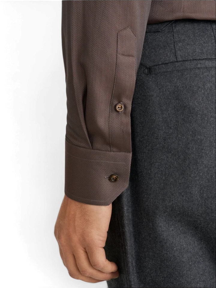 Herringbone katoenen hemd (slim fit) met lange mouwen Eton 