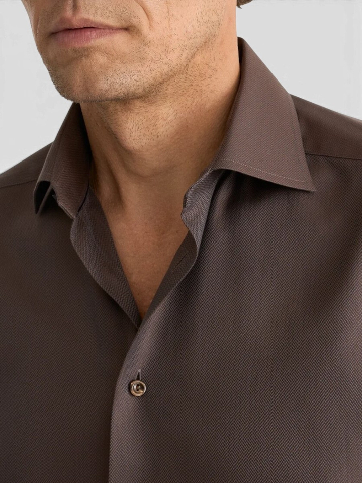 Herringbone katoenen hemd (slim fit) met lange mouwen Eton 