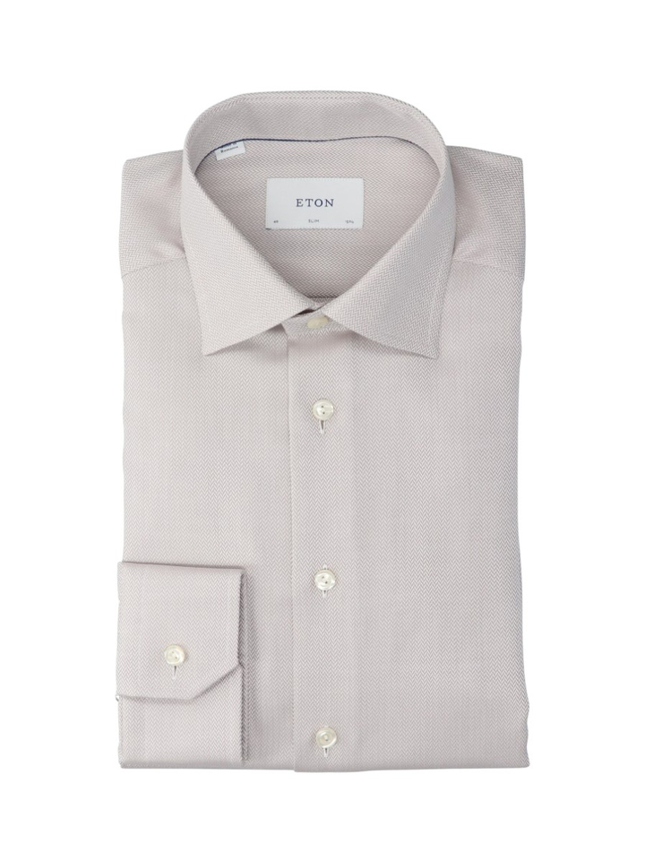 Herringbone katoenen hemd (slim fit) met lange mouwen Eton