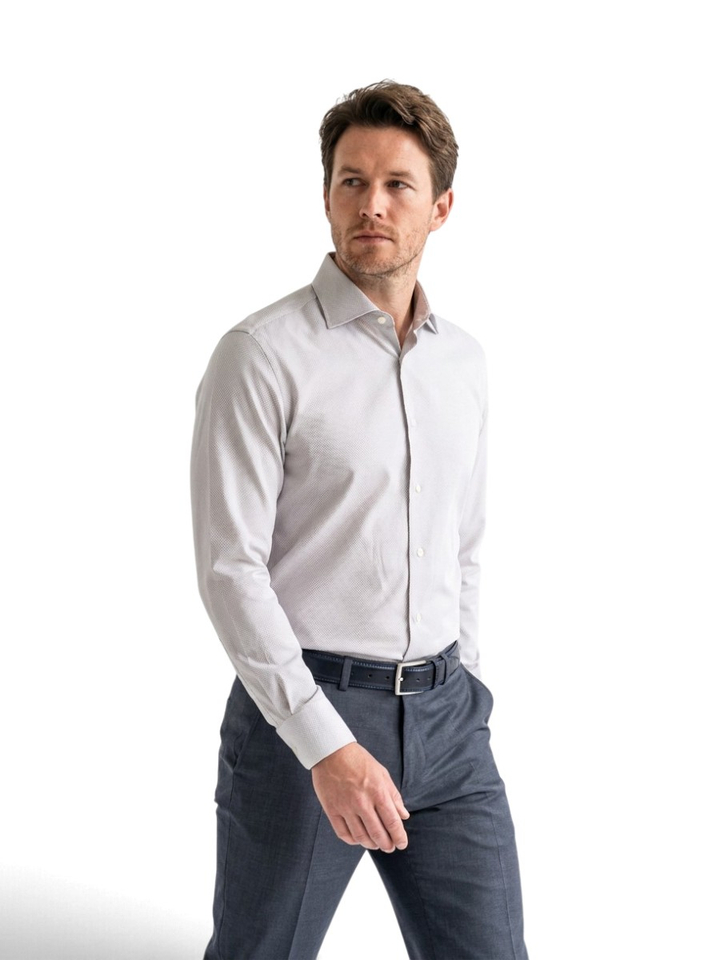 Herringbone katoenen hemd (slim fit) met lange mouwen Eton