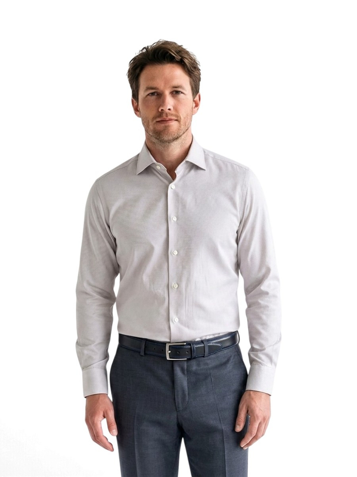 Herringbone katoenen hemd (slim fit) met lange mouwen Eton